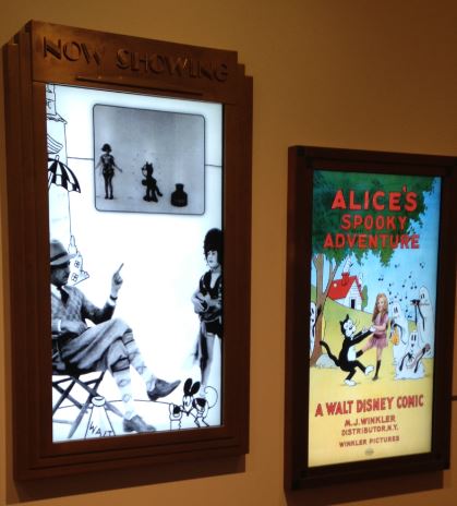 Alice images hanging at the Walt Disney Family Museum